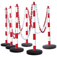 Guarda Chain Post Set with 6 Posts Red/Wht Round Base