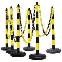 Guarda Chain Post Set with 6 Posts Ylw/Blk Round Base