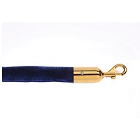 5 Star Economy Velour Rope Blue 1.8m with Polished Brass Ends