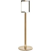 5 Star Sign Stands Polished Brass Post with A4 Vertical Sign