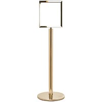 5 Star Sign Stands Polished Brass Post with A3 Vertical Sign