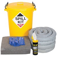 5 Star Gel Pup Spill Kit in Yellow Drum with Lid 90L Grey FS636591