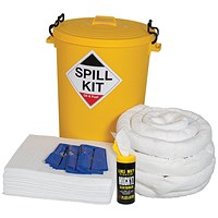 5 Star Oil/Fuel Spill Kit in a Yellow Plastic Drum 90L White FS636638