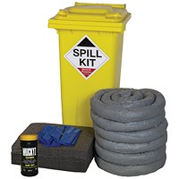 5 Star Gel Pup Spill Kit in a Yellow Wheelie Bin 120L Grey FS636805