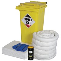 5 Star Oil/Fuel Spill Kit in Yellow Wheelie Bin 120L White FS636843