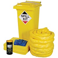 5 Star 120 Litre Chemical Spill Kit in Wheelie Bin Yellow FS636942