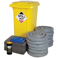 5 Star Gel Pup Spill Kit in a Yellow Wheelie Bin 240L Grey FS637024