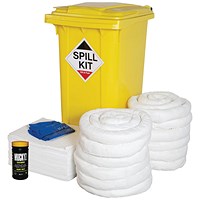 5 Star Oil/Fuel Spill Kit in Yellow Wheelie Bin 240L White FS637147