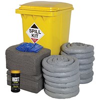 5 Star Gel Pup Spill Kit in a Yellow Wheelie Bin 240L Grey FS637185