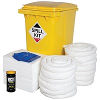 5 Star Oil/Fuel Spill Kit in Yellow Wheelie Bin 360L White FS637222