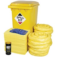 5 Star 360 Litre Chemical Spill Kit in Wheelie Bin Yellow FS637260