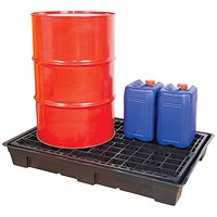 5 Star Evo Recycled Low Level 2 Drum Spillpallets Black FS642134