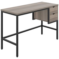 5 Star Varo Rectangular Desk with 2 Drawers Grey Oak/Black