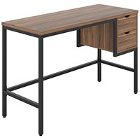 5 Star Varo Rectangular Desk with 2 Drawers Dark Walnut/Black