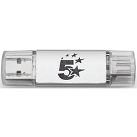 5 Star USB 3.2 Gen 1 Combo Flash Memory Drive with USB A/C 64GB Silver