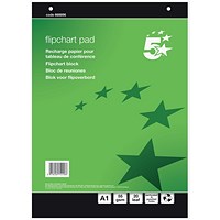 5 Star Recycled Flipchart Pad 55gsm 20 Sheets A1 (Pack of 5)