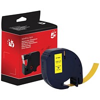 Five Star Non-OEM Replacement for Dymo 91202 Black on Yellow 12mm x 4m FS671661