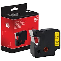 Five Star Non-OEM Replacement for Dymo 45808 Black on Yellow 19mm x 7m FS671921