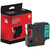 Five Star Non-OEM Replacement for Dymo 45019 Black on Green 12mm x 7m FS672095