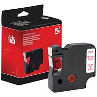 Five Star Non-OEM Replacement for Dymo 45015 Red on White 12mm x 7m FS672120