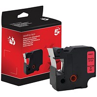 Five Star Non-OEM Replacement for Dymo 45807 Black on Red 19mm x 7m FS672371