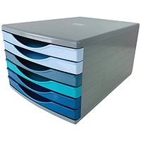 5 Star 6 Drawer Tower 180mm 6x30mm Cool Breeze/Grey