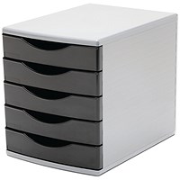 5 Star 5 Drawer Tower 300mm 5x60mm Black/Grey