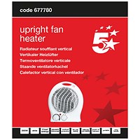 5 Star Upright Portable Fan Heater 2000W White
