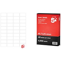 5 Star A4 Sheet Labels 45.7x25.4mm Pack of 4000 FS679681
