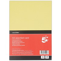 5 Star A4 Assorted Card 160gsm Pack of 70