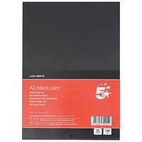 5 Star A3 Black Card 160gsm Pack of 25
