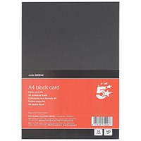 5 Star A4 Black Card x10 Cards 120 Cards in Total Pack of 12
