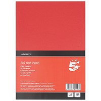 5 Star A4 Red Card x10 Cards 120 Cards in Total Pack of 12
