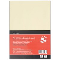 5 Star A3 Pastel Card 160gsm Pack of 25