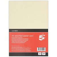 5 Star A4 Pastel Card x10 Cards 120 Cards in Total Pack of 12
