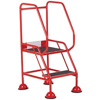 5 Star UK Domed Feet Anti-Slip 2 Tread Steps Red FS687659