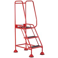 5 Star UK Domed Feet Anti-Slip 3 Tread Steps Red FS687661