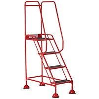 5 Star UK Domed Feet Anti-Slip 4 Tread Steps Red FS687662