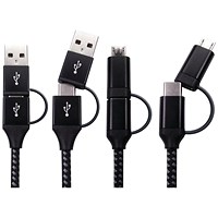 5 Star Braided USB-C/USB-A to USB-C/Micro-B Plug 1m Black