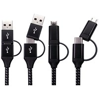 5 Star Braided USB-C/USB-A to USB-C/Micro-B Plug 1.5m Black