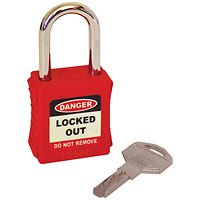 5 Star Standard Shackle Safety Lockout Padlock Red FS712543