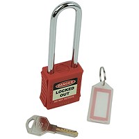 5 Star Long Shackle Safety Lockout Padlock Red FS712551