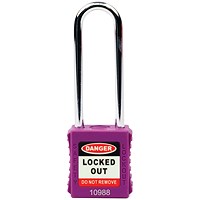 5 Star Long Shackle Safety Lockout Padlock Purple FS712558