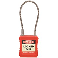 5 Star Safety Padlock with Wire Shackle Red FS712583