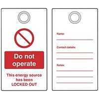5 Star Double Sided Do Not Operate Lockout Tag with Eyelet FS712585
