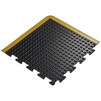 5 Star Anti-Fatigue Bubble Connect Corner Mat, 500x500mm, Black/Yellow Nitrile