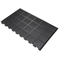 5 Star High Duty Anti-Fatigue Long Side Connector End Mat, 900x1500mm, Black