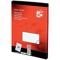 5 Star Multipurpose Laser Labels, 24 per Sheet, 64x34mm, White, 2400 Labels 5 Star Multipurpose Laser Labels, 24 per Sheet, 64x34mm, White, 2400 Labels