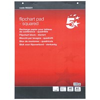 5 Star Flipchart Pad, Perforated, 40 Sheets, A1, Feint, 20mm Square, Pack of 5 5 Star Flipchart Pad, Perforated, 40 Sheets, A1, Feint, 20mm Square, Pack of 5