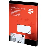5 Star Laser and Inkjet Labels, 14 per Sheet, 105x42mm, White, 1400 Labels 5 Star Laser and Inkjet Labels, 14 per Sheet, 105x42mm, White, 1400 Labels